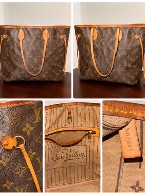 Louis Vuitton Monogram Neverfull MM Tote in Brown with Tan Trim